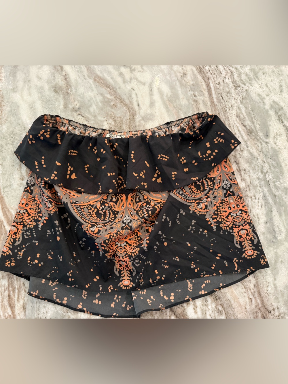 Free People Boho Printed Strapless Flowy under arm Crop Top Size XS